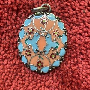 Vintage floral pewter pendant